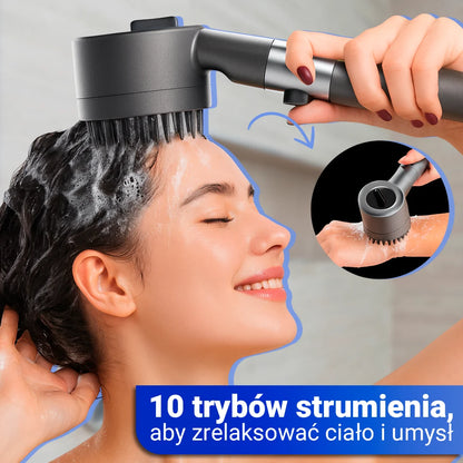 Relaksująca słuchawka prysznicowa z 10 trybami strumienia