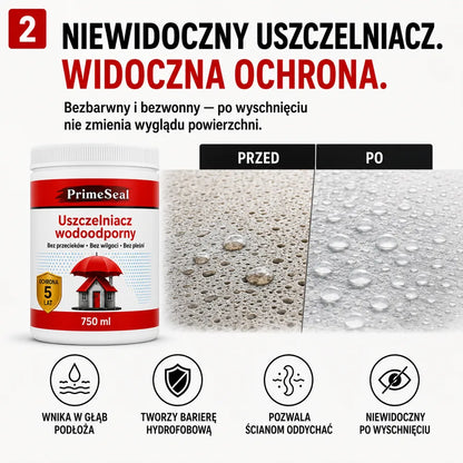 PrimeSeal 750 ml – Transparentny uszczelniacz wodoodporny przeciw przeciekom, wilgoci i pleśni | Do 5 lat ochrony